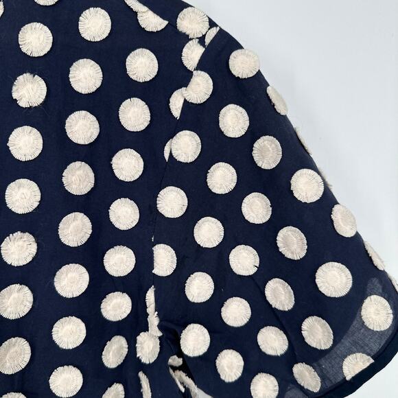 Madewell Textured Dot Top Embroidered Crew Neck Short Sleeve Boxy Blouse - Picture 8 of 14